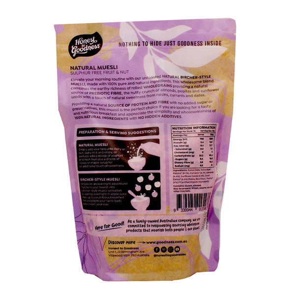 Natural Muesli - Sulphur Free Fruit & Nut 500g