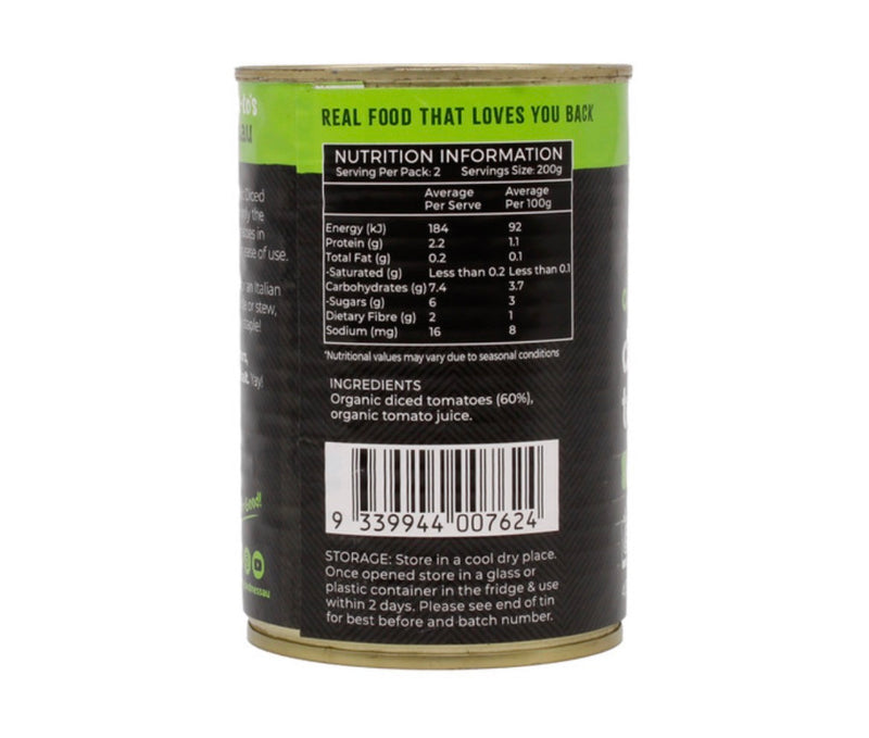 Organic Diced Tomatoes 400g