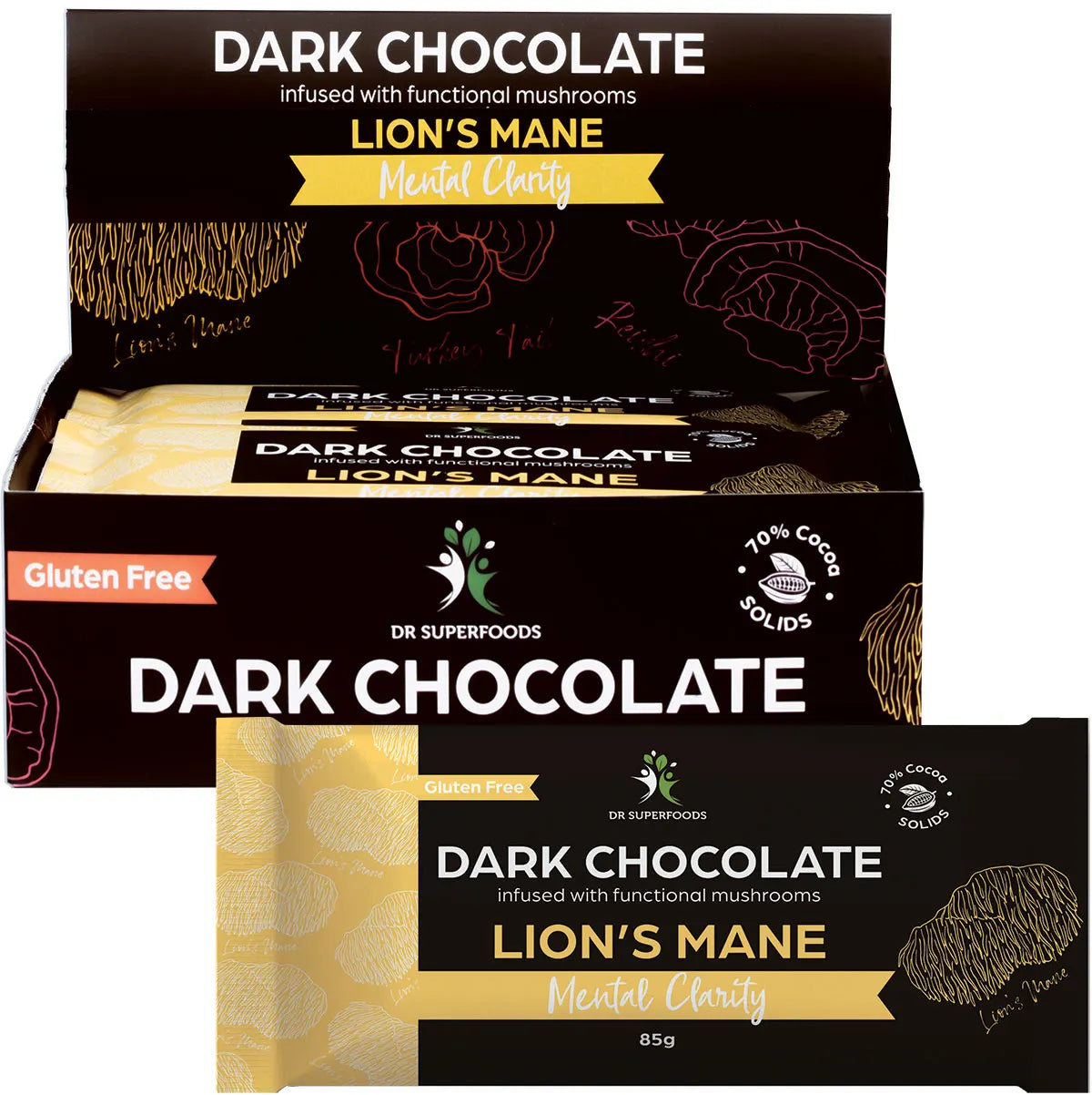 Dark Chocolate infused with functional mushrooms